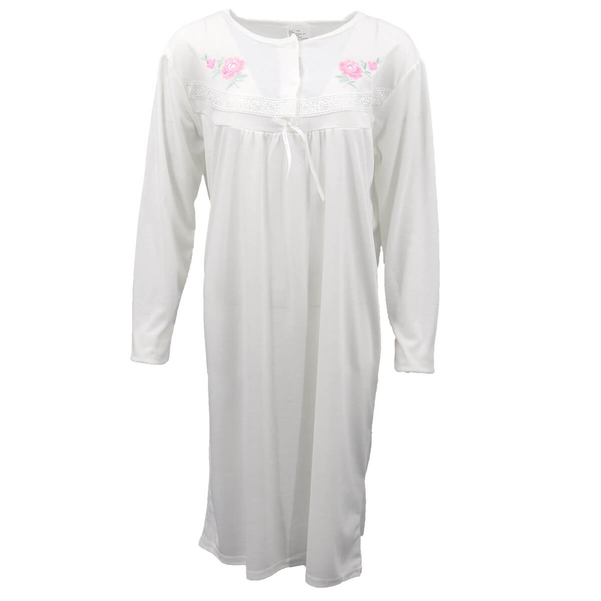 V474-473531-101721-00 100% Cotton Women Nightie Night Gown Pajamas Pyjamas Winter Sleepwear PJs Dress, Light Pink, 22 - Image 1