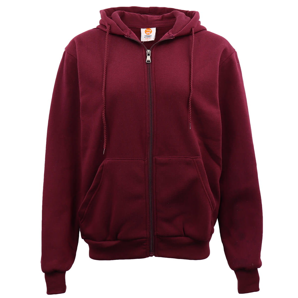V474-483004-100502-00 Adult Unisex Zip Plain Fleece Hoodie Hooded Jacket Mens Sweatshirt Jumper XS-8XL, Burgundy, 2XL - Image 1