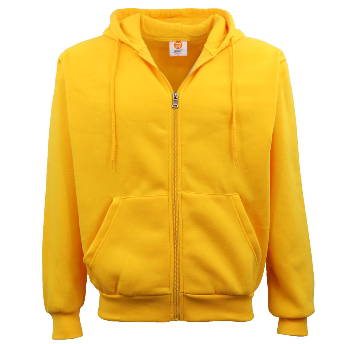 V474-483049-100569-00 Adult Unisex Zip Plain Fleece Hoodie Hooded Jacket Mens Sweatshirt Jumper XS-8XL, Yellow, M - Image 1