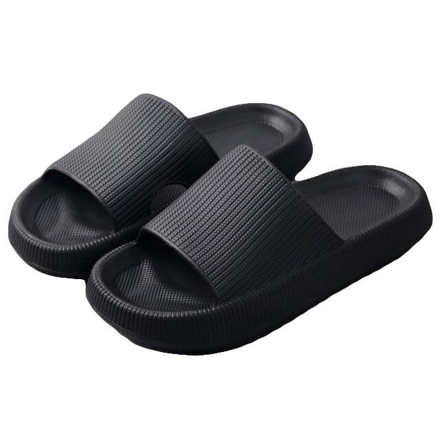 V474-483975-103837-00 Pillow Slides Sandals Non-Slip Ultra Soft Slippers Cloud Shower EVA Home Shoes, Black, 40/41 - Image 1
