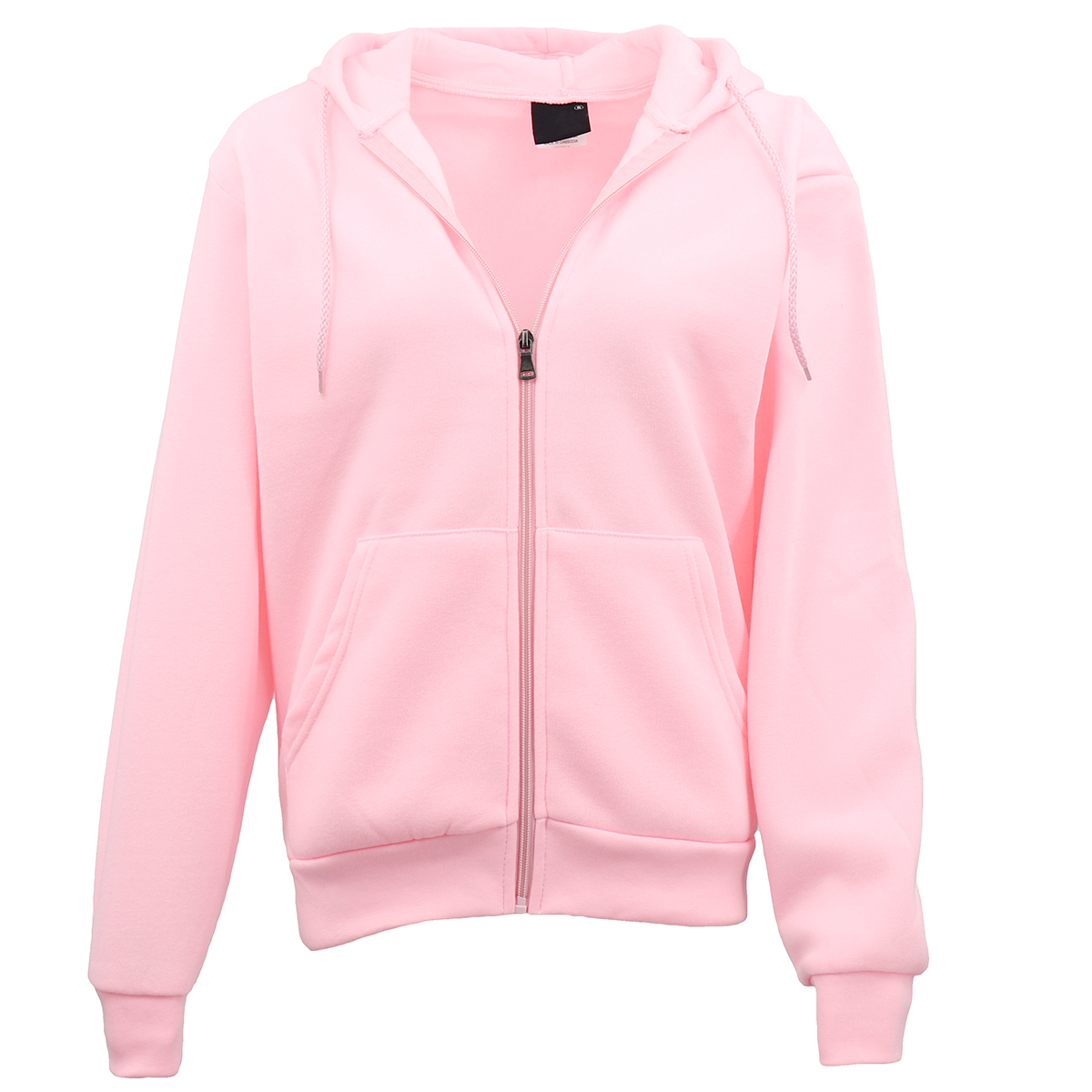 V474-511252-100203-00 Adult Unisex Zip Plain Fleece Hoodie Hooded Jacket Mens Sweatshirt Jumper XS-8XL, Light Pink, XS - Image 1