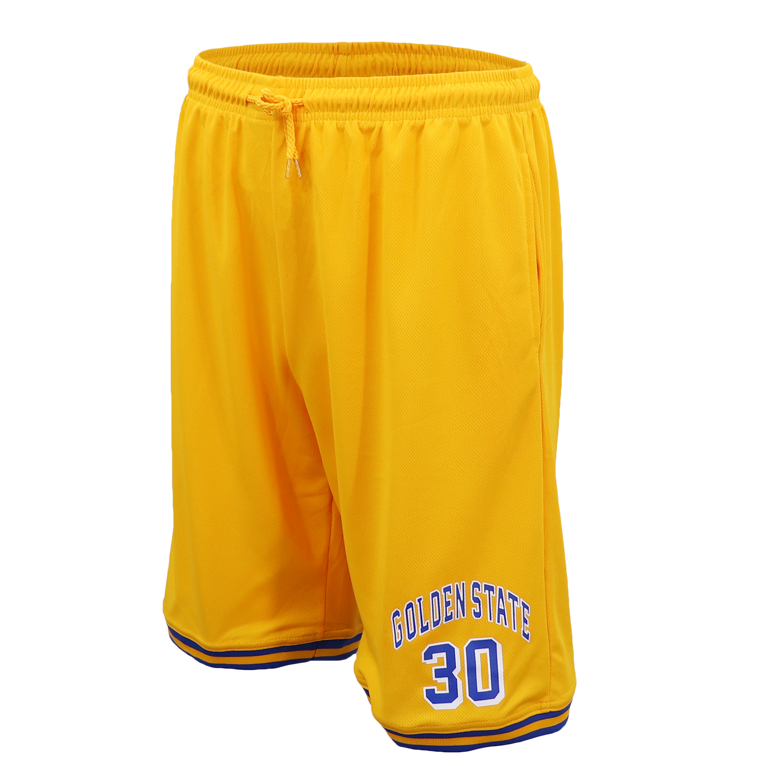 V474-555132-102382-00 Men's Basketball Sports Shorts Gym Jogging Swim Board Boxing Sweat Casual Pants, Yellow - Golden State 30, 2XL - Image 1