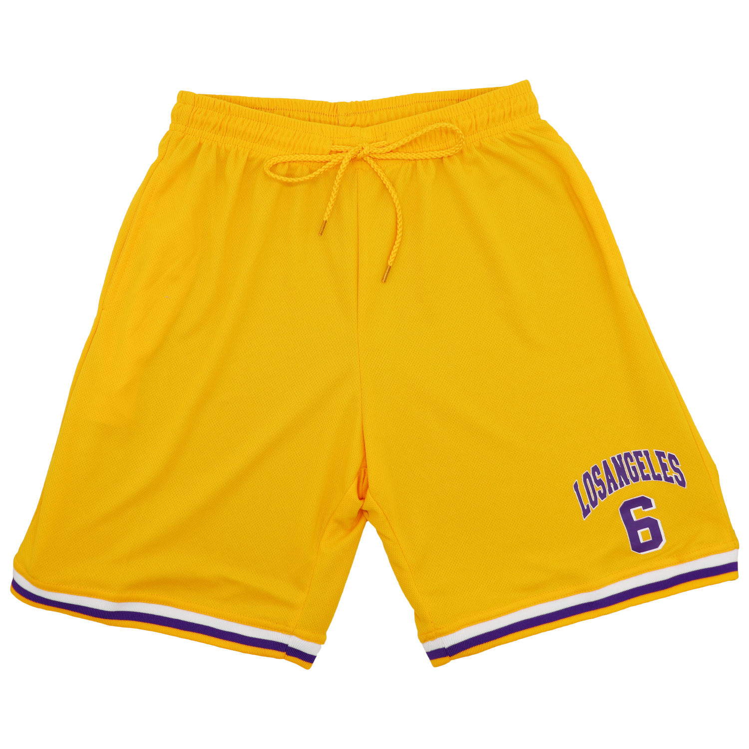 V474-563590-102238-00 Men's Basketball Sports Shorts Gym Jogging Swim Board Boxing Sweat Casual Pants, Yellow - Los Angeles 6, M - Image 1