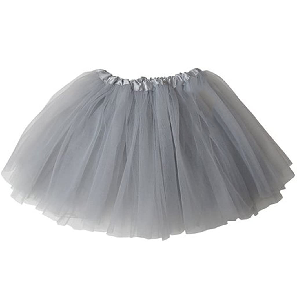 V474-580291-103720-00 New Adults Tulle Tutu Skirt Dressup Party Costume Ballet Womens Girls Dance Wear, Grey, Adults - Image 1