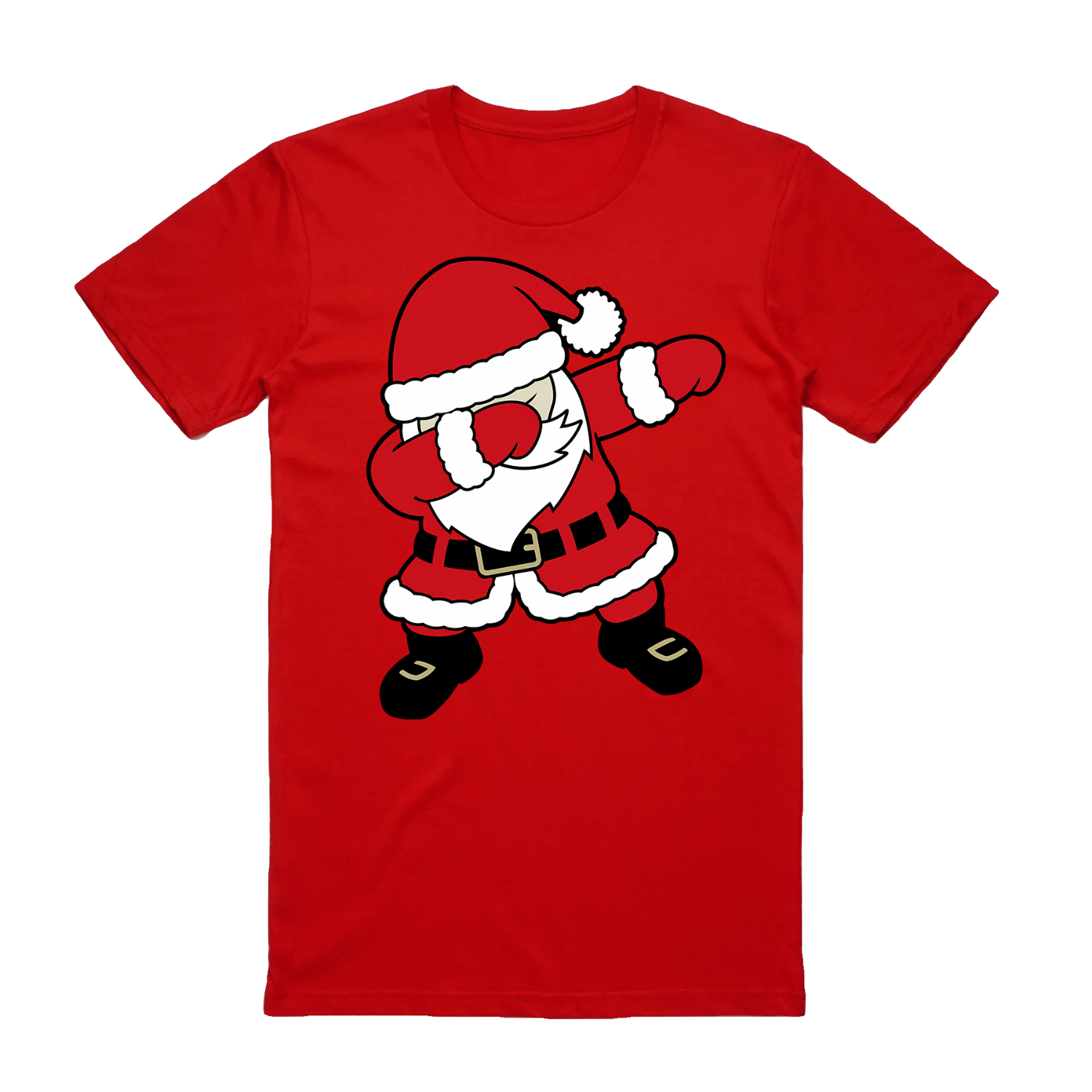 V474-626596-99805-00 100% Cotton Christmas T-shirt Adult Unisex Tee Tops Funny Santa Party Custume, Dancing Santa (Red), 2XL - Image 1