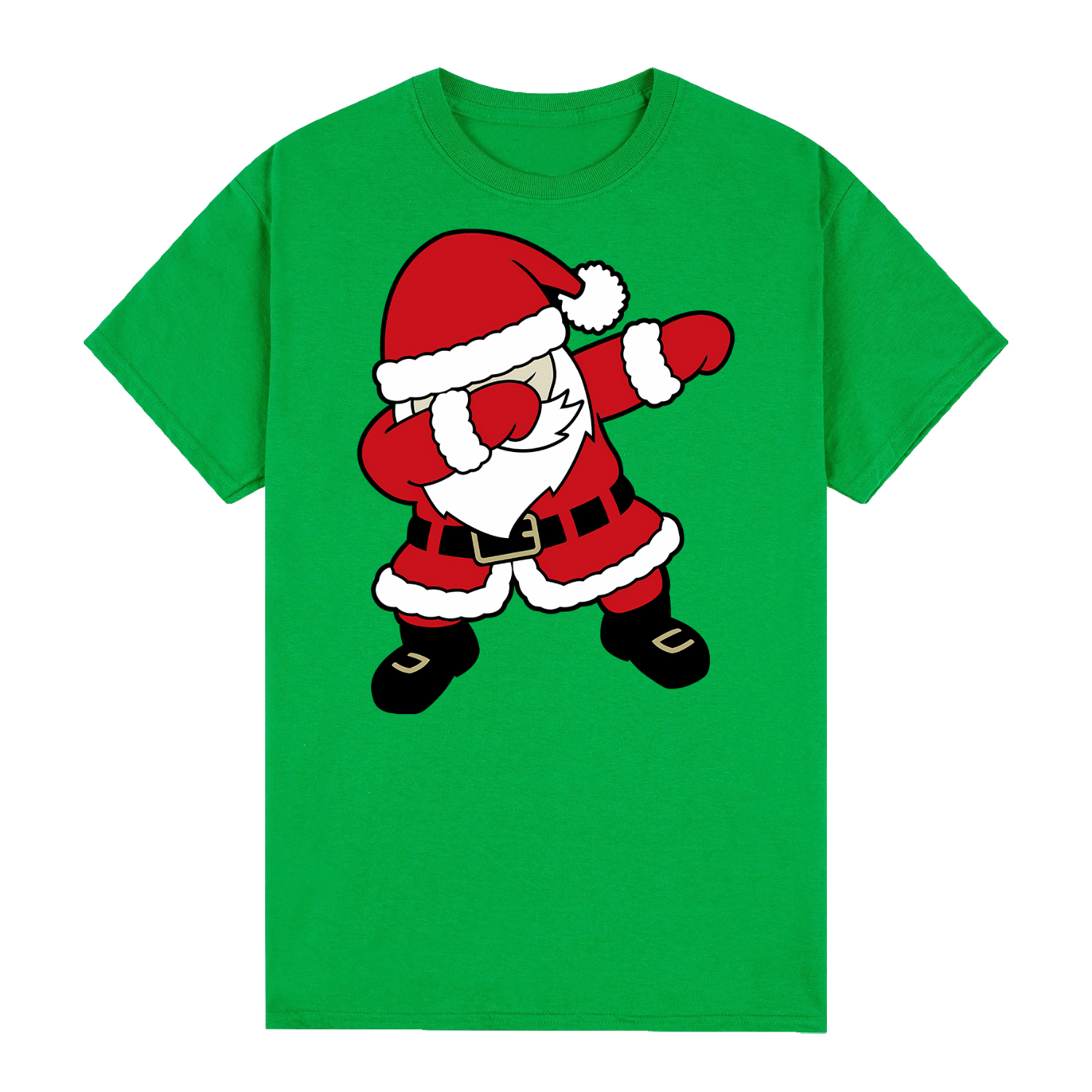 V474-626613-99863-00 100% Cotton Christmas T-shirt Adult Unisex Tee Tops Funny Santa Party Custume, Dancing Santa (Green), XL - Image 1
