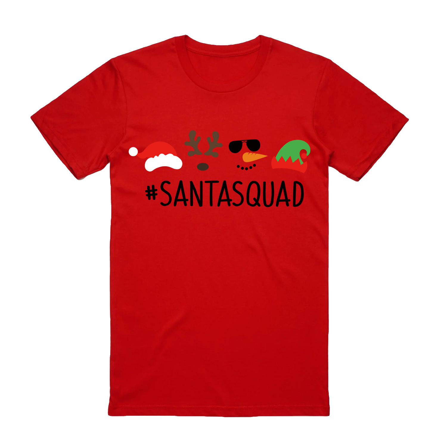 V474-626633-99927-00 100% Cotton Christmas T-shirt Adult Unisex Tee Tops Funny Santa Party Custume, Santa Squad (Red), 3XL - Image 1