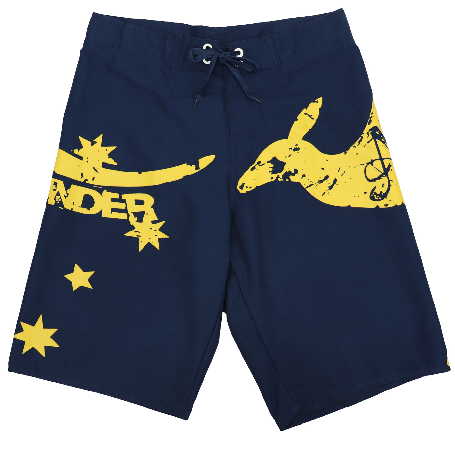 V474-629723-131371-00 Men's Adult Board Shorts Australia Day Kangaroo Down Under Souvenir Beach Wear, Navy/Yellow, M - Image 1