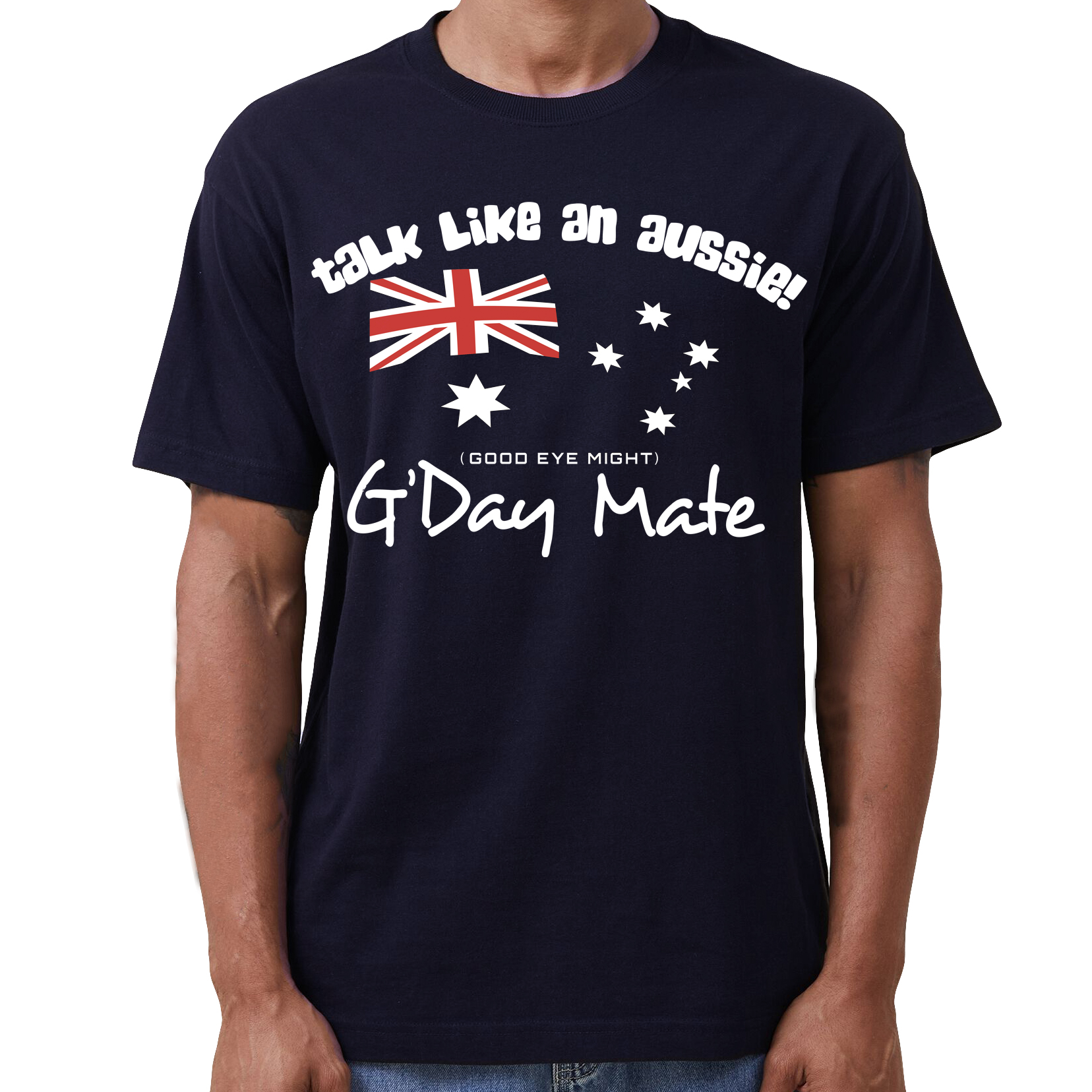 V474-635268-216791-00 100% Cotton Australian Day Flag T-Shirt Aussie G'Day Mate Navy Souvenir Tee Top, Navy, XL - Image 1