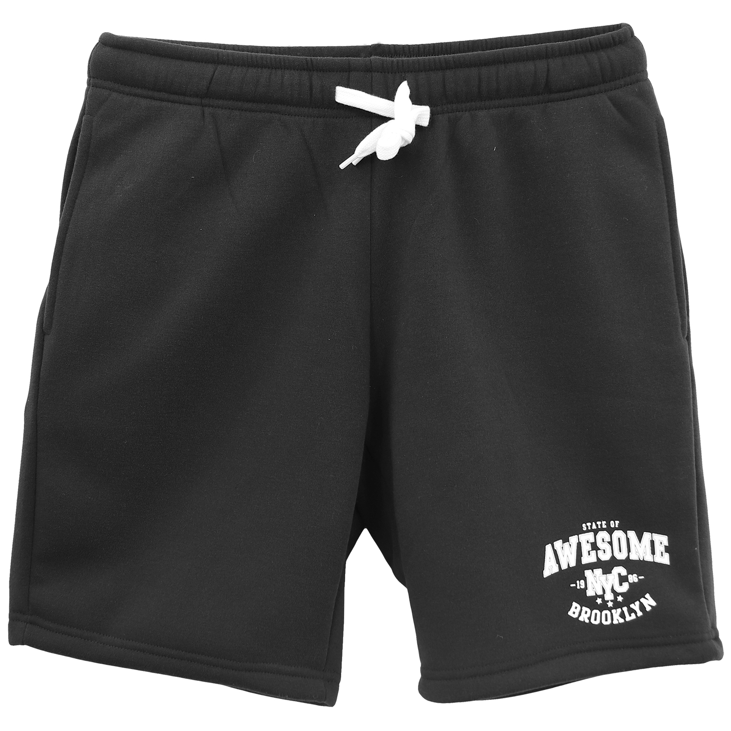 V474-700099-202502241805-00 Men's Fleece Shorts Casual Sports Sweat Pants w Elastic Waist Drawstring Pockets, Black, S - Image 1