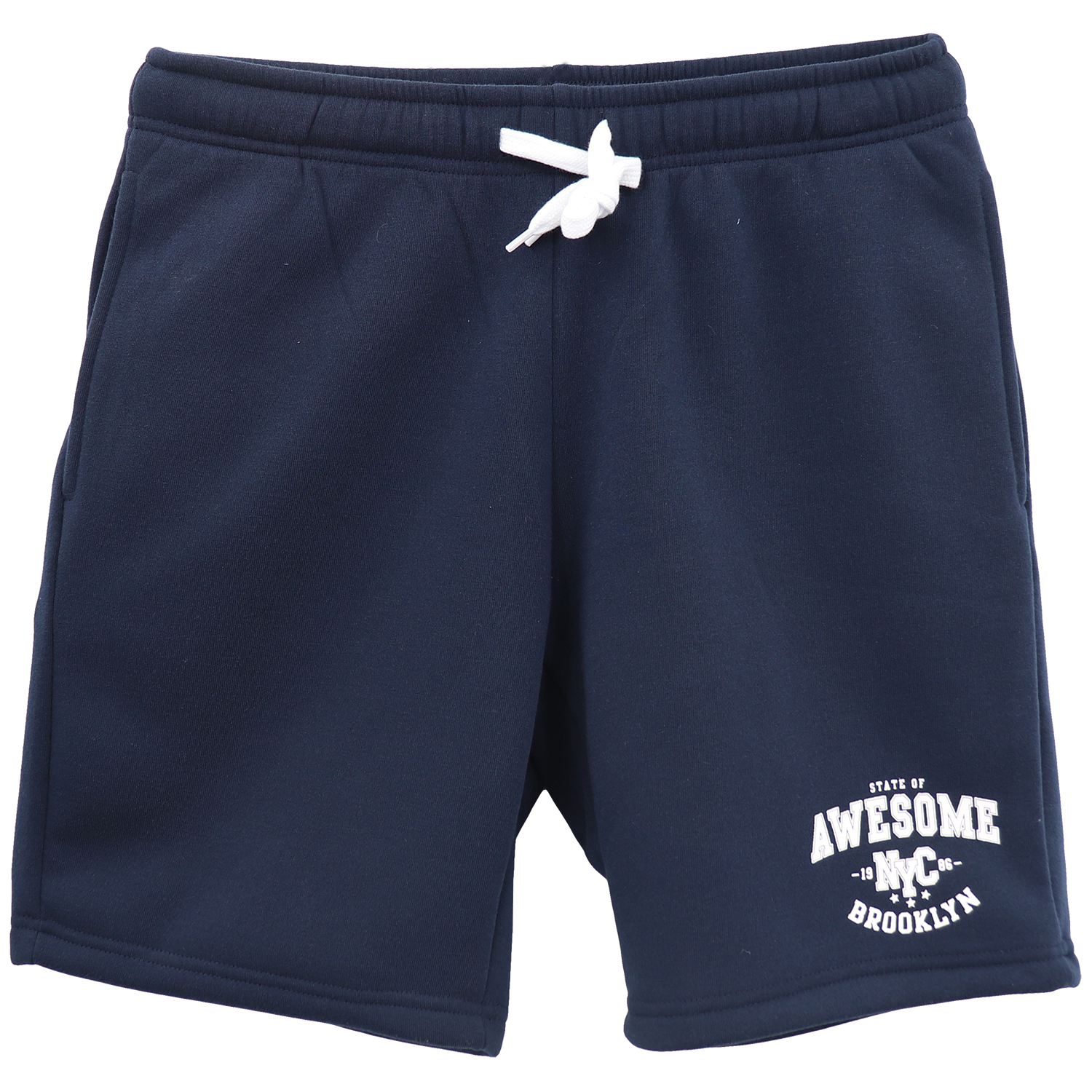 V474-700126-216816-00 Men's Fleece Shorts Casual Sports Sweat Pants w Elastic Waist Drawstring Pockets, Navy, XL - Image 1