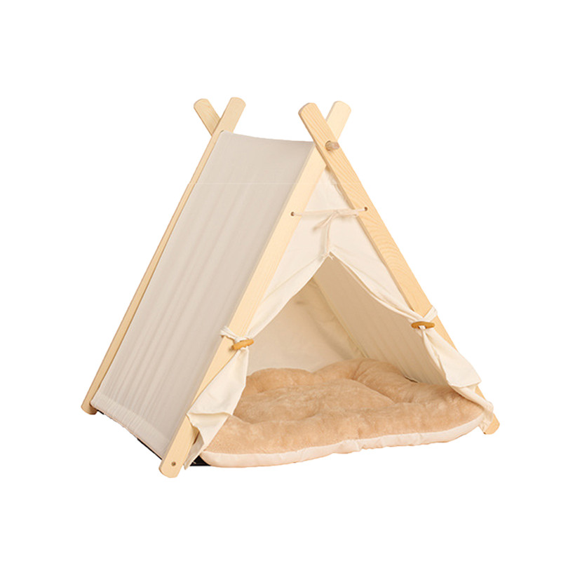 V488-PCPTN-OW-94300-00 Pets Teepee Dogs Tent Removable and Washable Cats Tents Dog Cat Bed With Cushion - Image 1