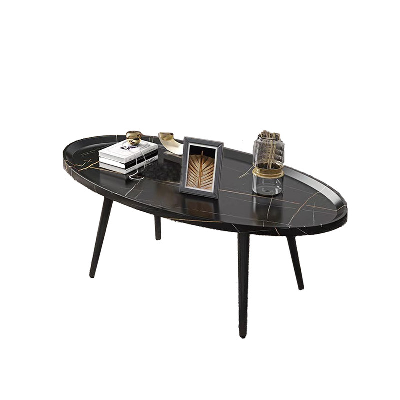 V488-TBS-BK-98043-00 Coffee Table Living Room Accent Oval Table Contemporary Style Leisure Tea Table - Image 1
