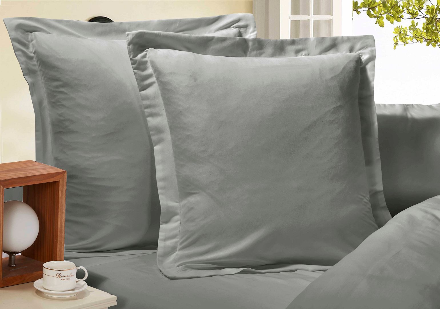 V493-EP-06-88564-00 1000TC Premium Ultra Soft European Pillowcases 2-Pack Grey - Image 1