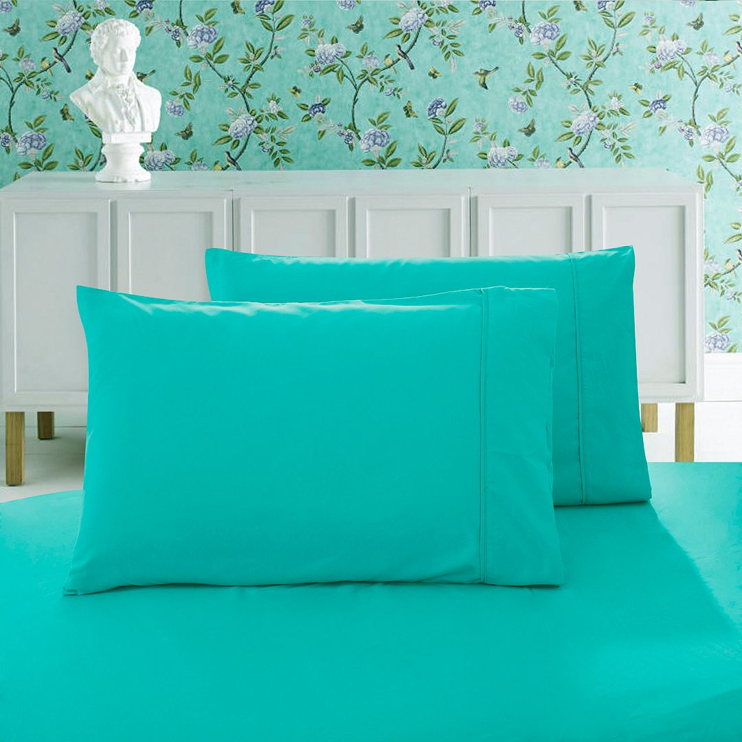 V493-KP-07-88579-00 1000TC Premium Ultra Soft King size Pillowcases 2-Pack - Teal - Image 1