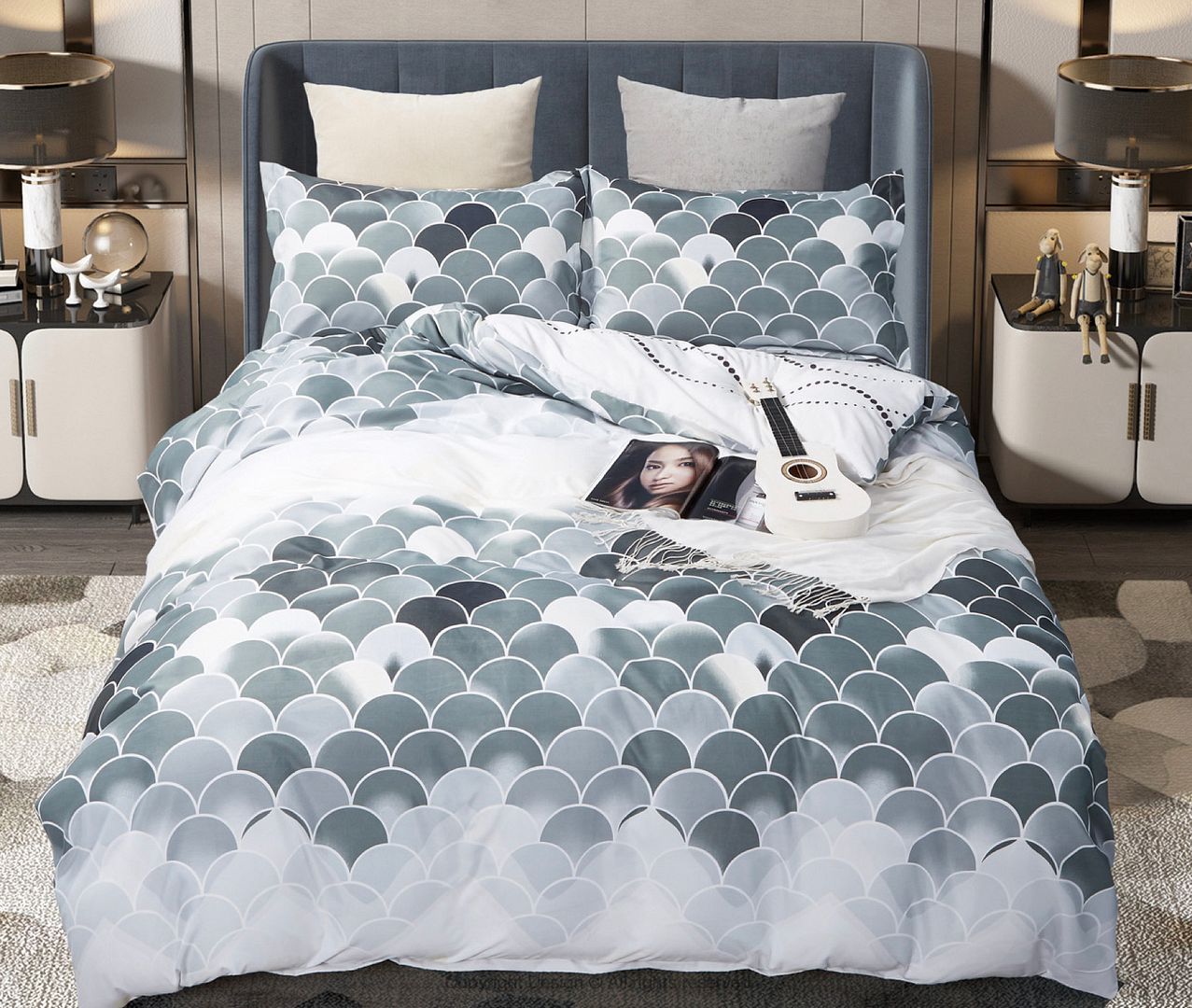V493-MQ-445-88133-00 Millie Queen Size Quilt/Duvet Cover Set - Image 1