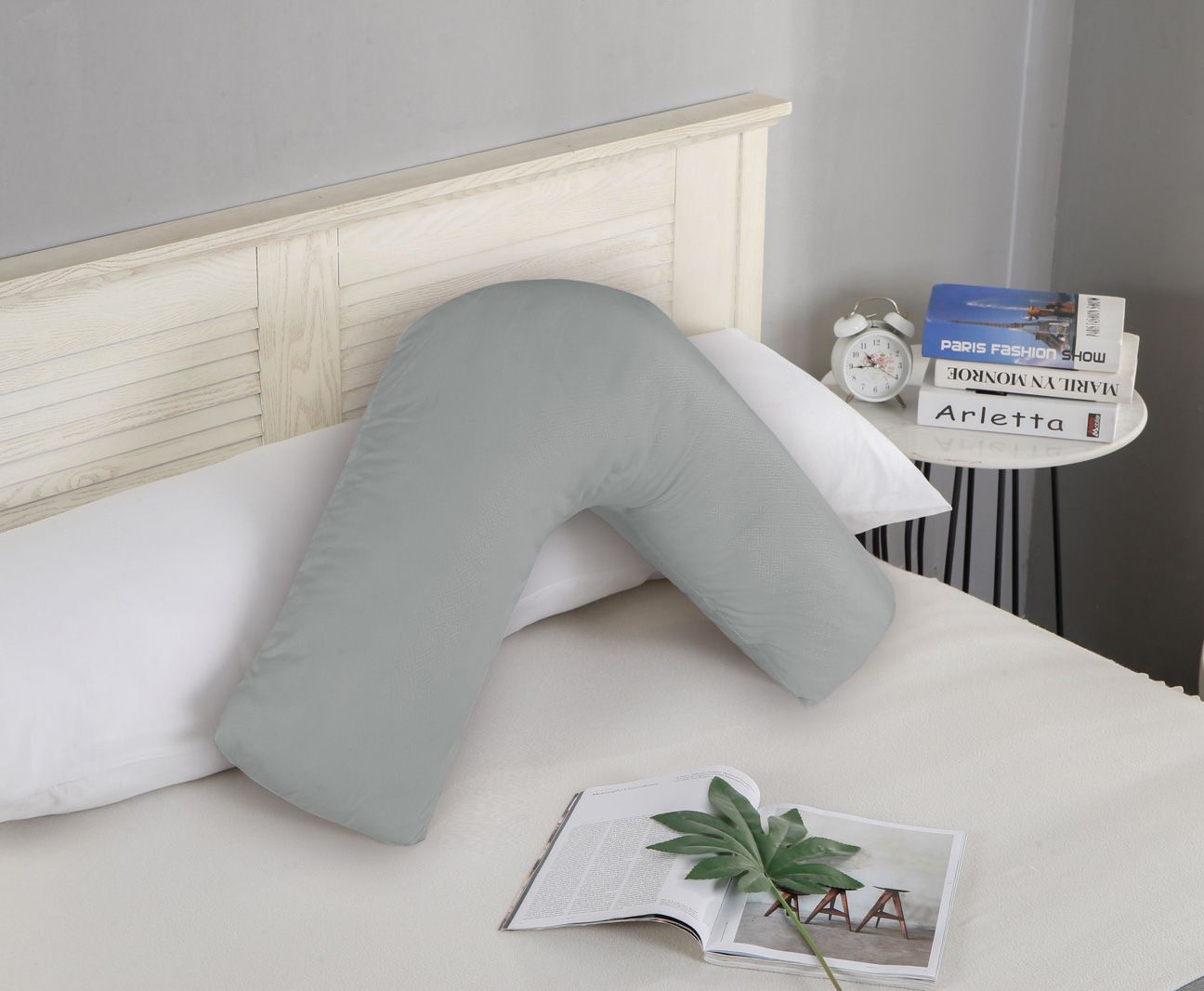 V493-VP-06-88618-00 1000TC Premium Ultra Soft V SHAPE Pillowcase - Grey - Image 1