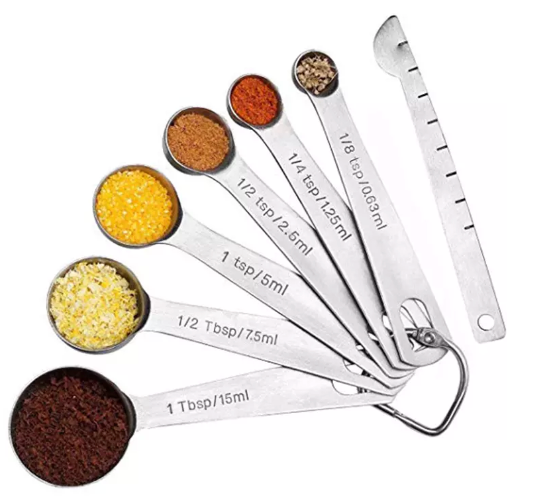 V498-MEASURINGSP0ON-95088-00 7pcs Stainless Steel Measuring Spoons - Image 1