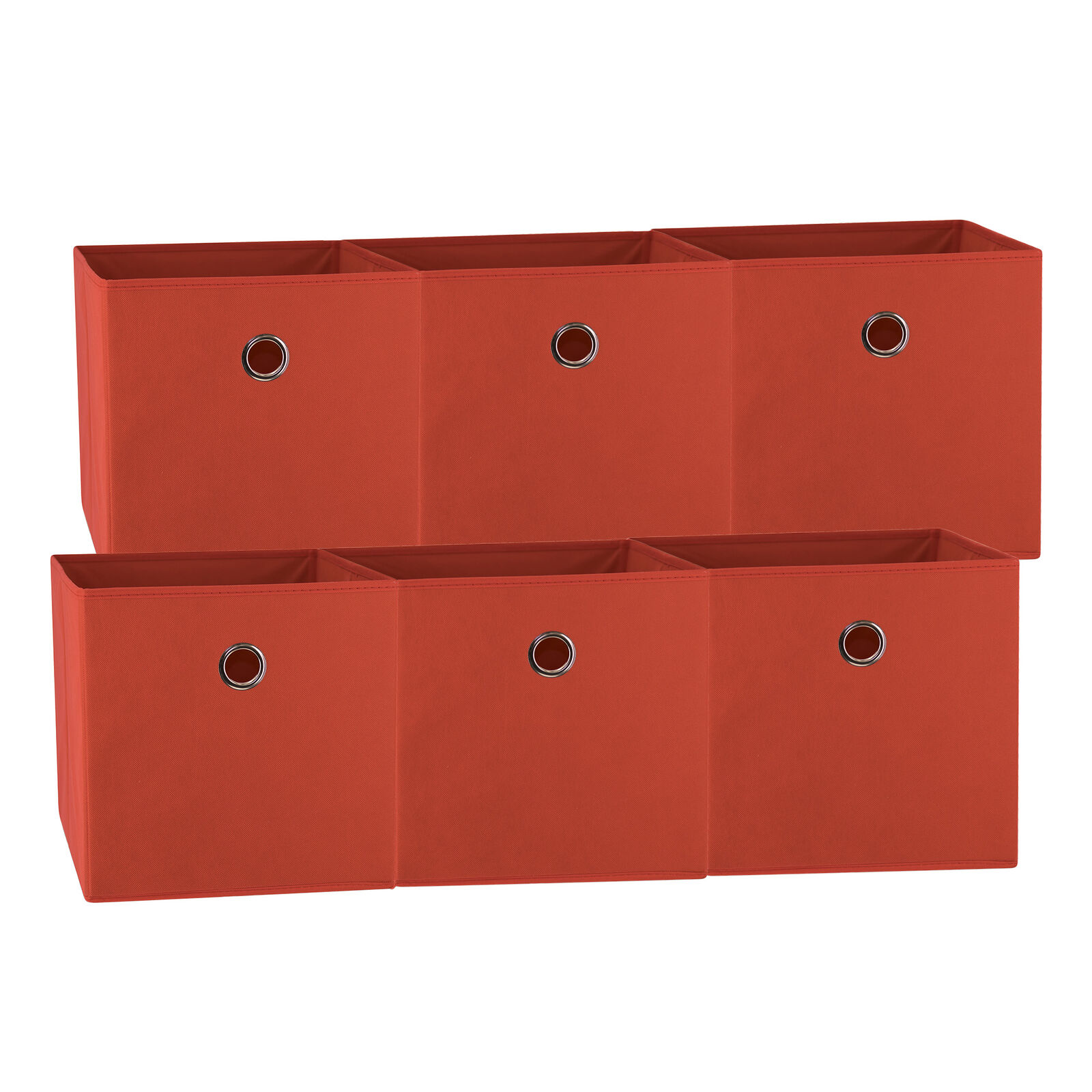 V510-333733_NEWRED_6X-202503121015-00 SORTI 33x33x27 CM Red 6-Pack Foldable Storage Cubes - Fabric Bookcase Organizers for Toys and More - Image 1