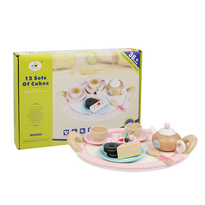 V510-FUN103-88874-00 Kids Wooden Kitchen Tea Set Pretend Play - Image 1
