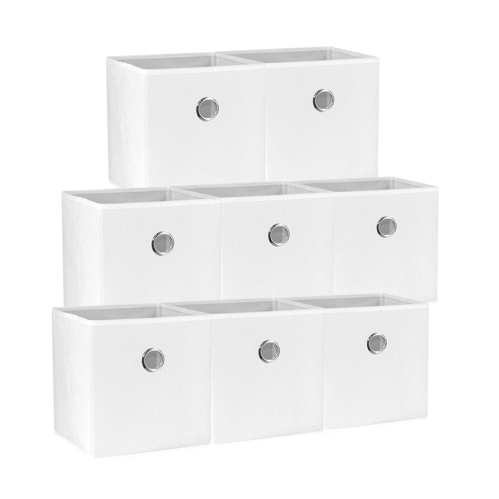 V510-SML_WHITE_8X-202503121016-00 SORTI 27x28x27 CM White 8-Pack Foldable Storage Cubes - Fabric Bookcase Organizers for Toys and More - Image 1