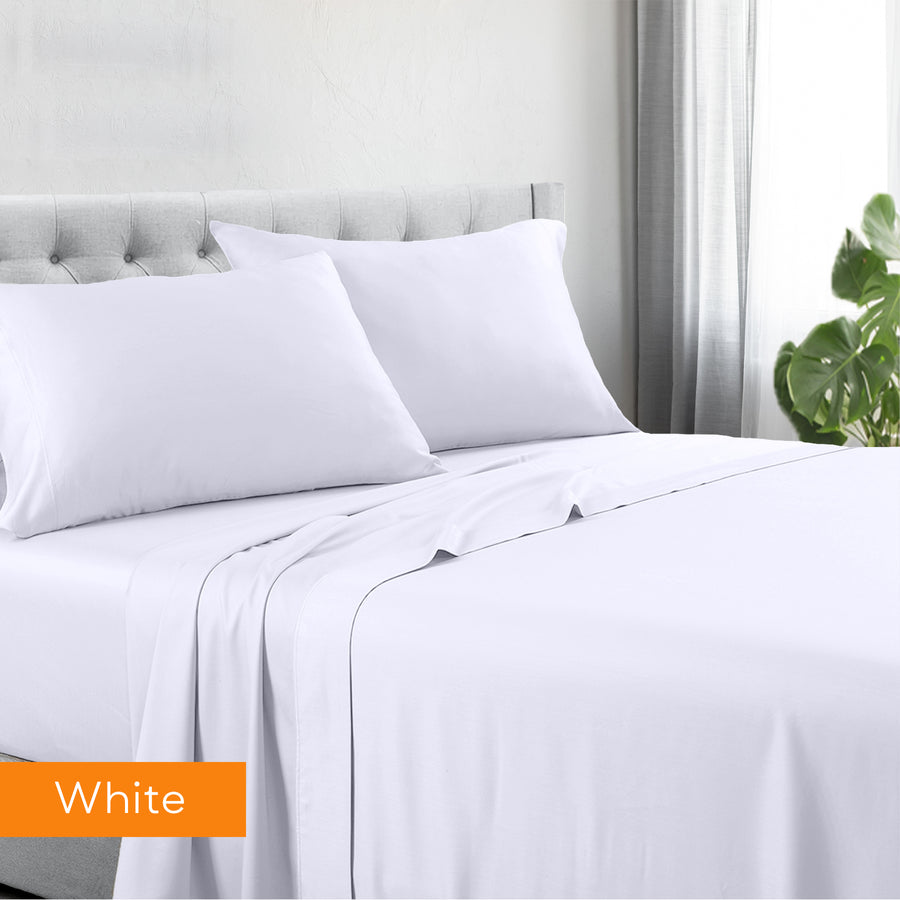 V517-1200CRSS-QW-94384-00 1200tc hotel quality cotton rich sheet set queen white - Image 1