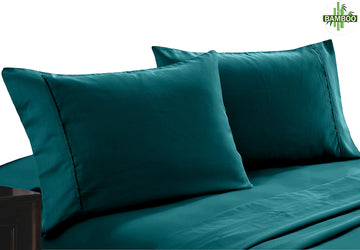 V517-BCSPC-TE-94448-00 400 thread count bamboo cotton twin pack pillowcase teal - Image 1