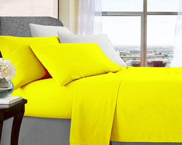 V517-MF1000-SY-94578-00 ultra soft microfibre sheet set single yellow - Image 1