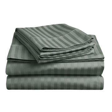 V517-MFSP-DCHA-94584-00 soft stripe microfibre sheet set double charcoal - Image 1