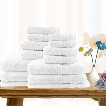 V517-ST7PC-W-96163-00 7pc light weight soft cotton bath towel set white - Image 1