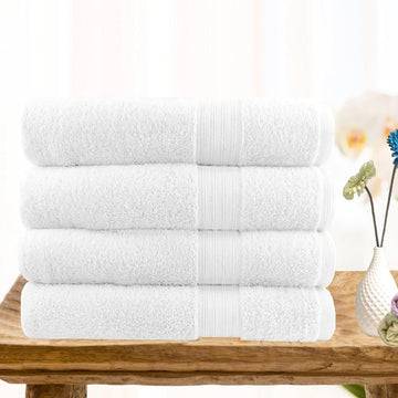 V517-STBT4-W-94735-00 4 piece ultra light cotton bath towels in white - Image 1