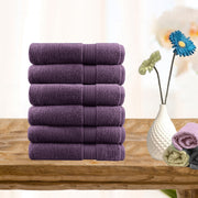 V517-STFW6-AU-94736-00 6 piece ultra light cotton face washers in aubergine - Image 1