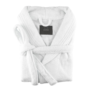 V517-TBR-LW-96147-00 Large /X large egyptian cotton terry toweling bathrobe white - Image 1