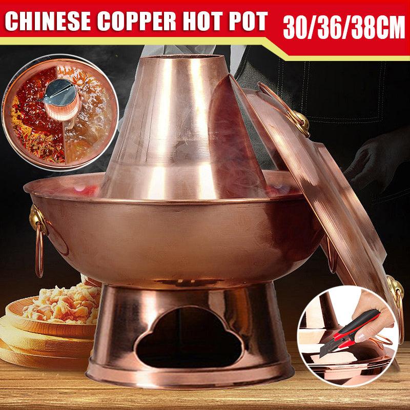 V528-SM00601-YYG30CM-626854-202503282140-00 Stainless Steel Charcoal Chinese Copper Hot Pot Old Beijing Cookware Camping HOT - 30CM - Image 1