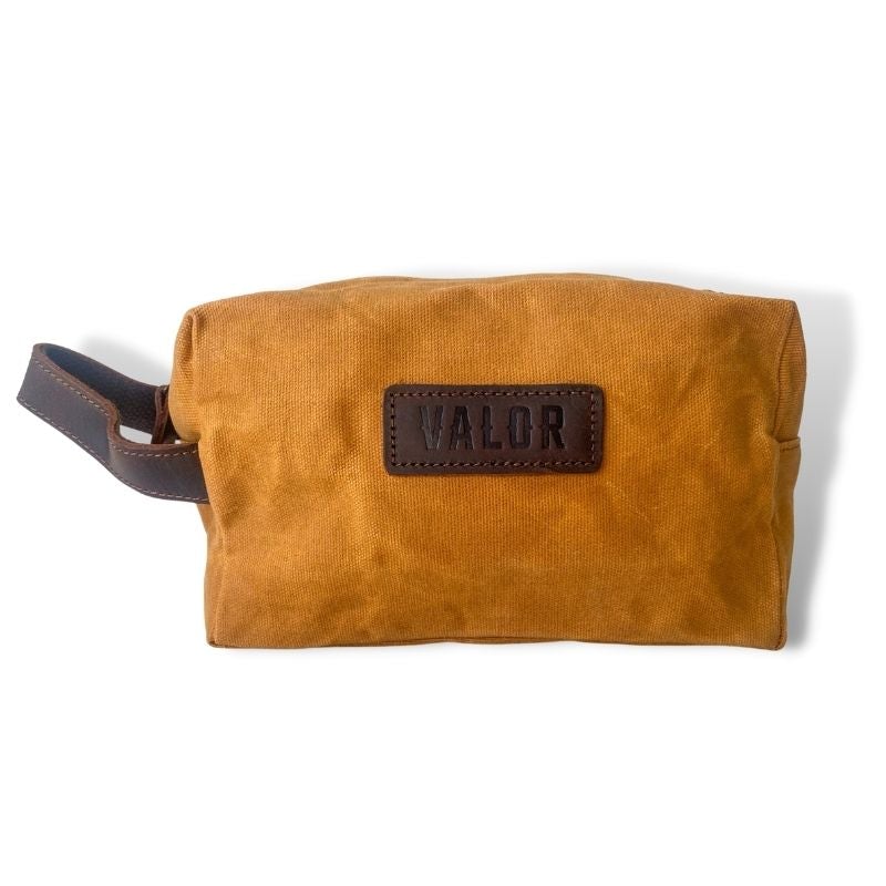 V534-VA183-89973-00 Waxed Canvas Toiletry Bag - Mustard - Image 1