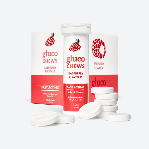 V536-CHEW-RASP-97624-00 Fast Acting Glucochews | Raspberry | 6 tubes of 10 chews - Image 1