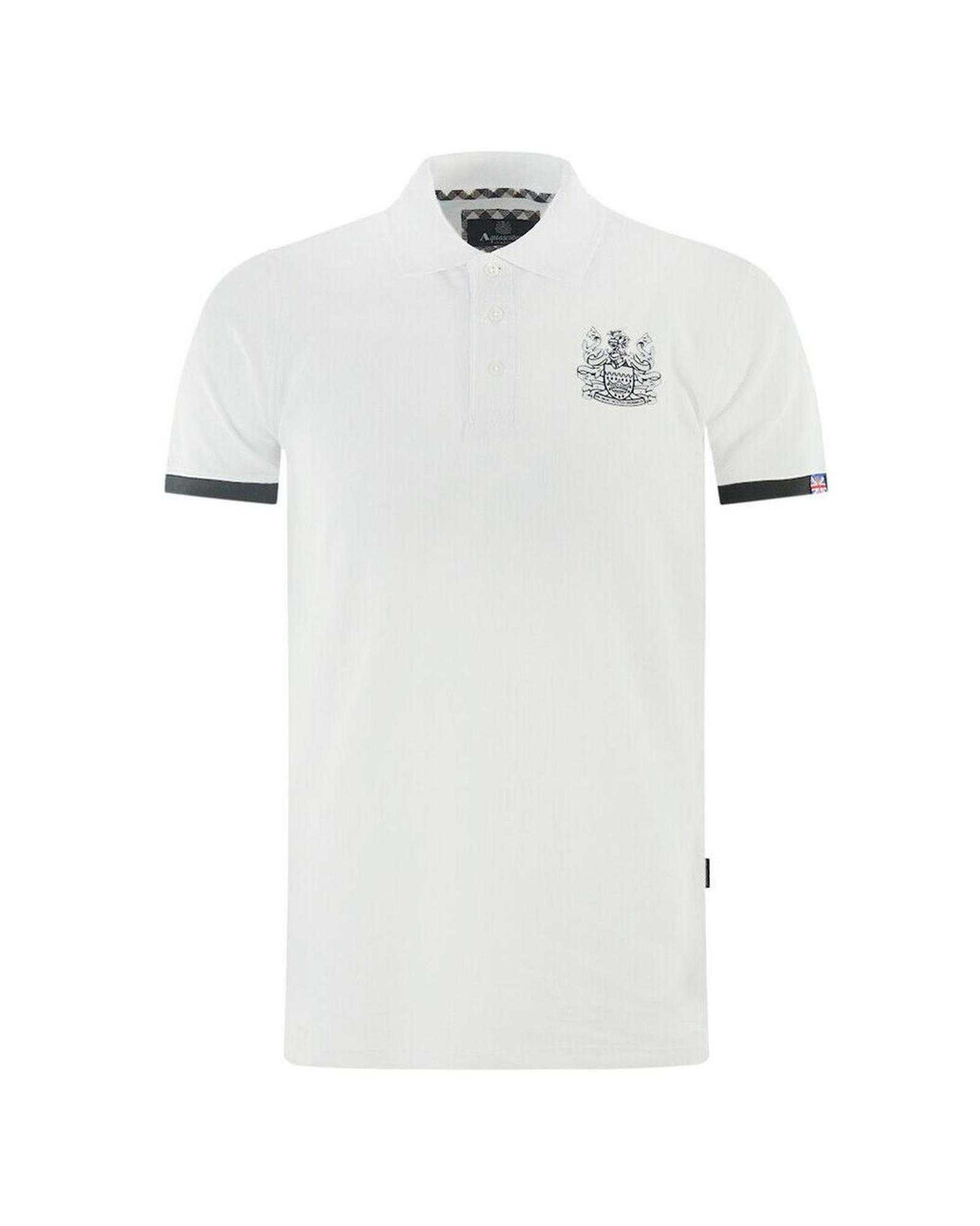 V539-AQ-12041-S-171460-00 Aquascutum Men's White Cotton Polo Shirt - S - Image 1