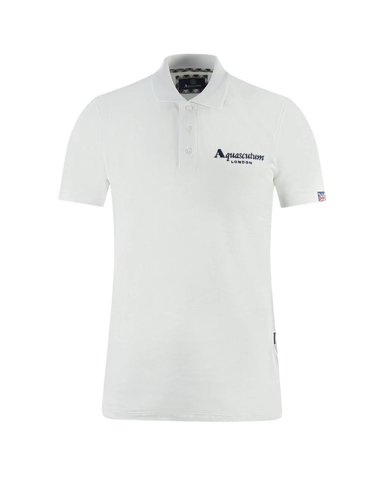 V539-AQ-12042-M-170132-00 Aquascutum Men's White Cotton Polo Shirt - M - Image 1