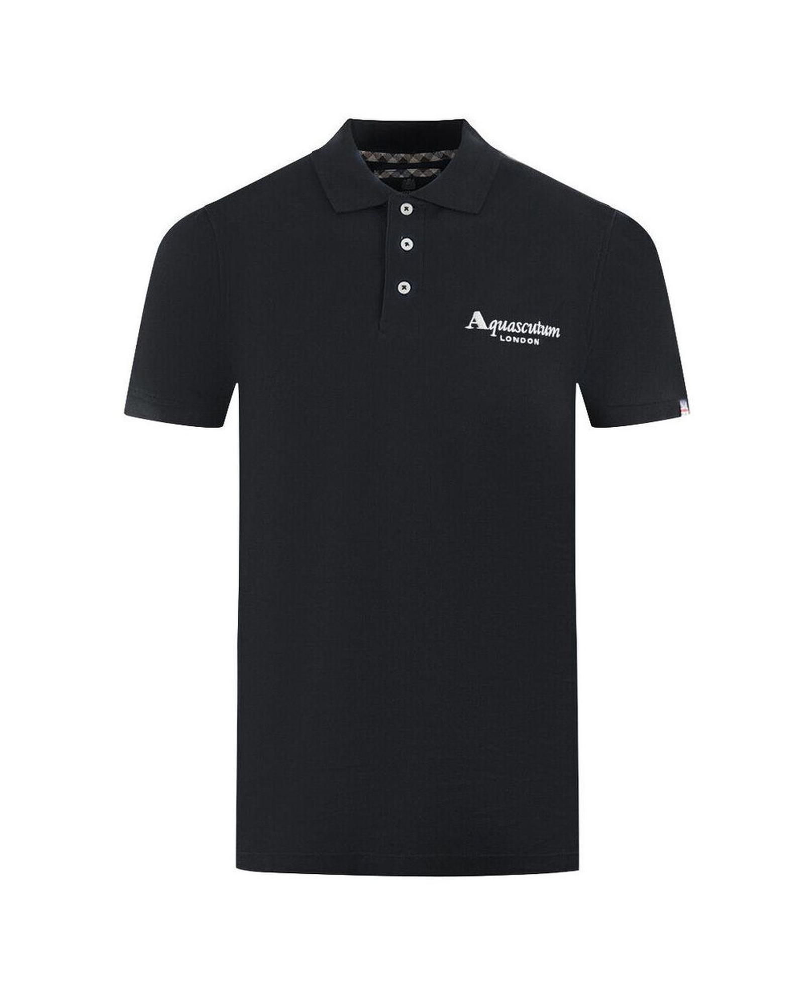 V539-AQ-12043-L-169950-00 Aquascutum Men's Black Cotton Polo Shirt - L - Image 1