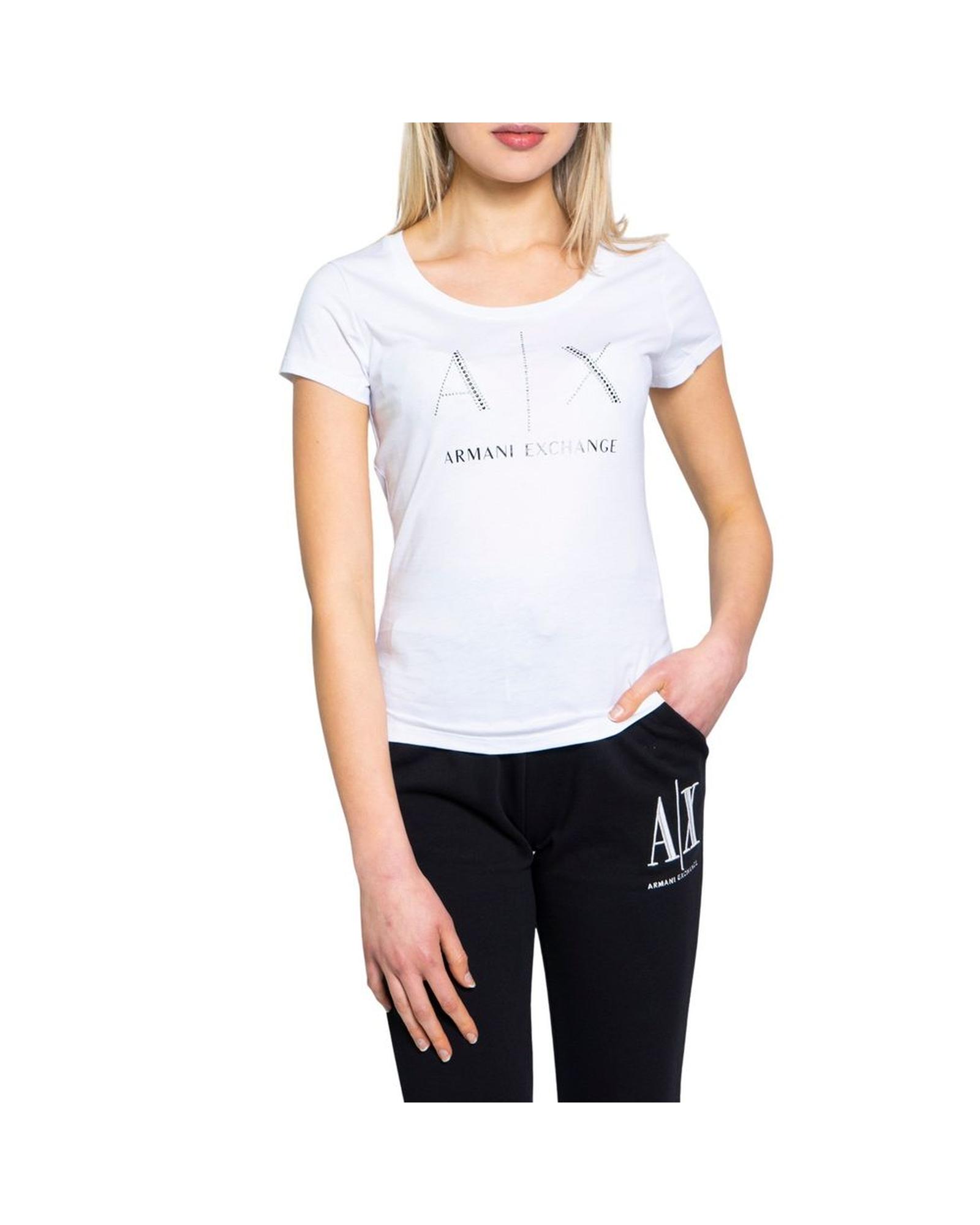 V539-AR-6515900008-IT38XS-202506111632-00 Armani Exchange Women's White Cotton Tops & T-Shirt - 38 IT - Image 1
