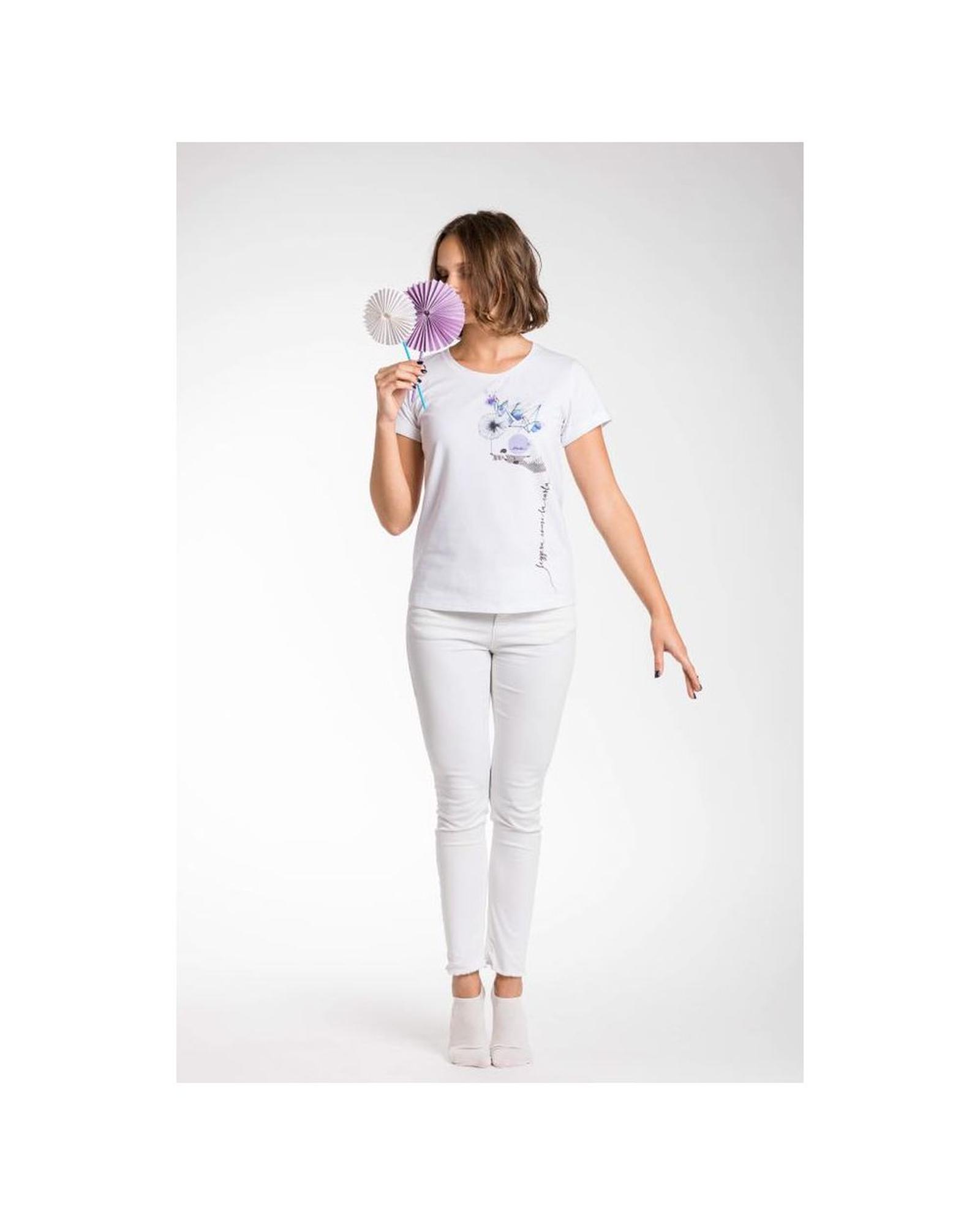 V539-AT-11744-S-202506111726-00 ATratti Women's Elegant White Stretch Viscose Tee - S - Image 1