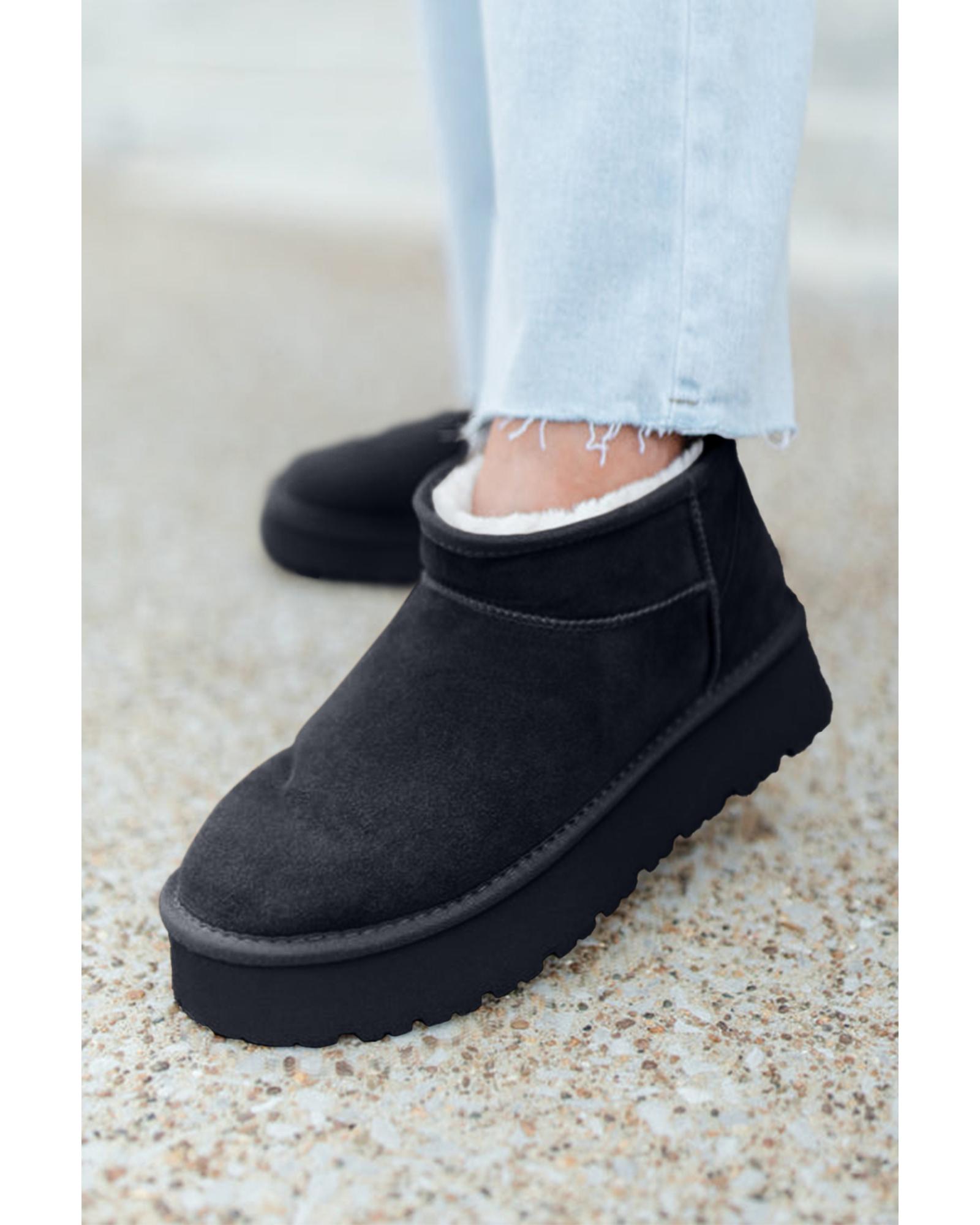 V539-AZEXBH023016-P2-41-202508272305-00 Black Faux Fur Lined Suede Ankle Snow Boots - 41 EU - Image 1