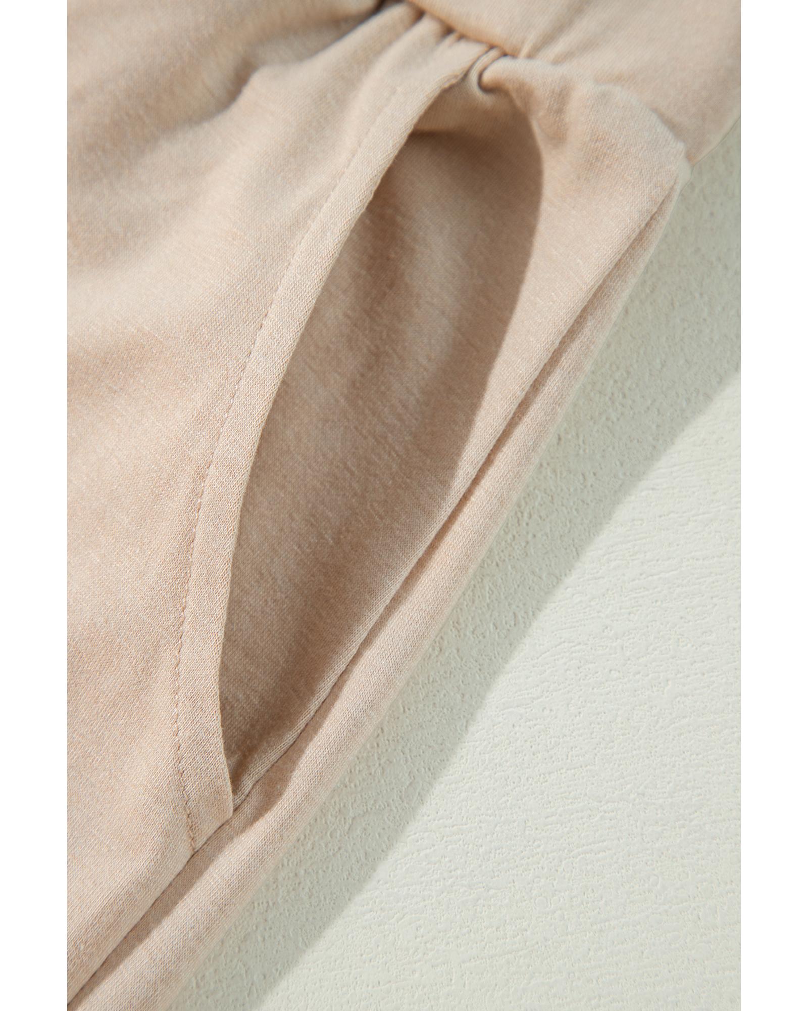 V539-AZEXDC151022-P6016-L-202508270440-00 Parchment Split Long Cardigan and Skinny Pants Lounge Set - L - Image 1