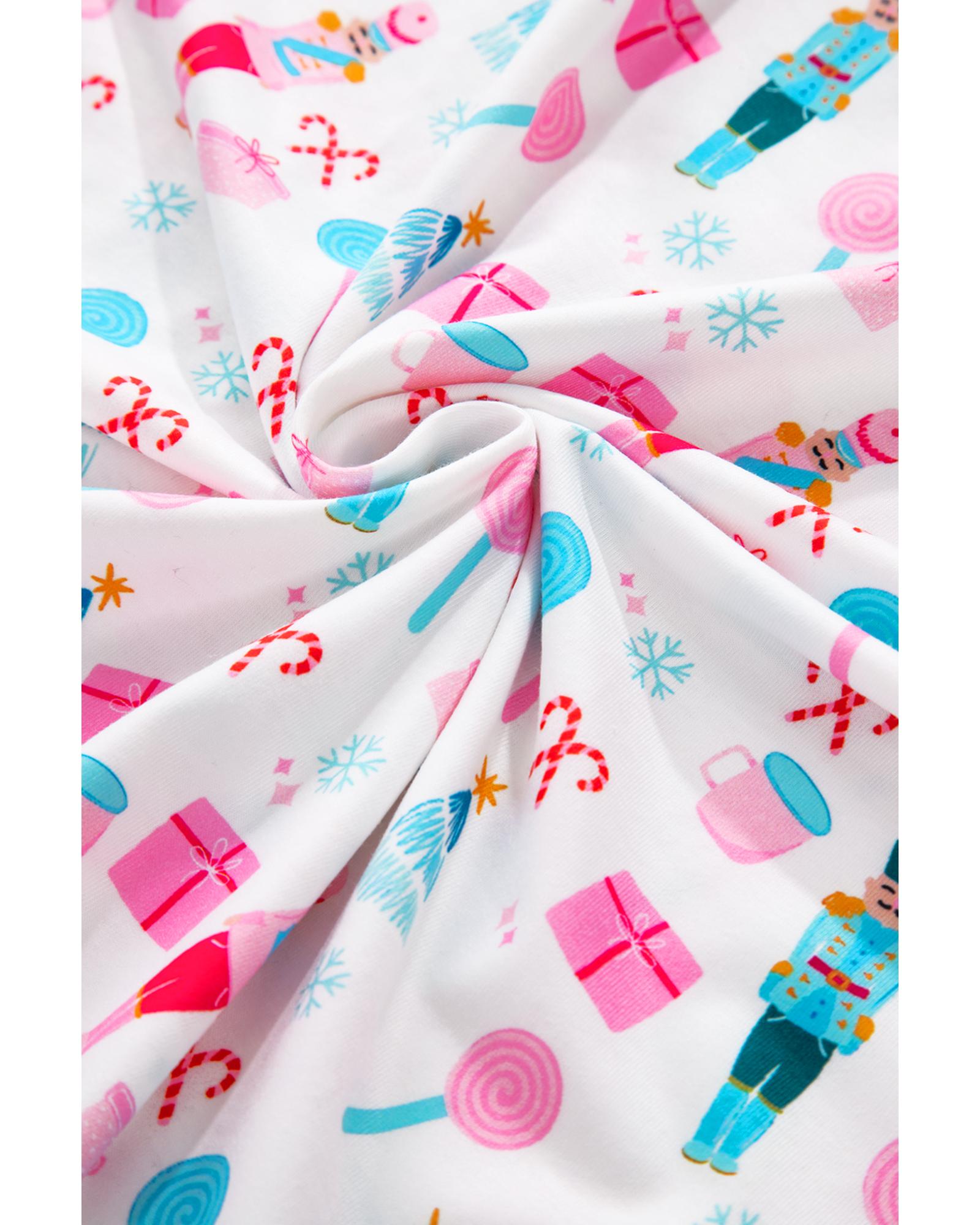 V539-AZEXDC151048-P120-S-202506112132-00 White Christmas Pattern Long Sleeve Top and Wide Leg Pants Set - S - Image 1