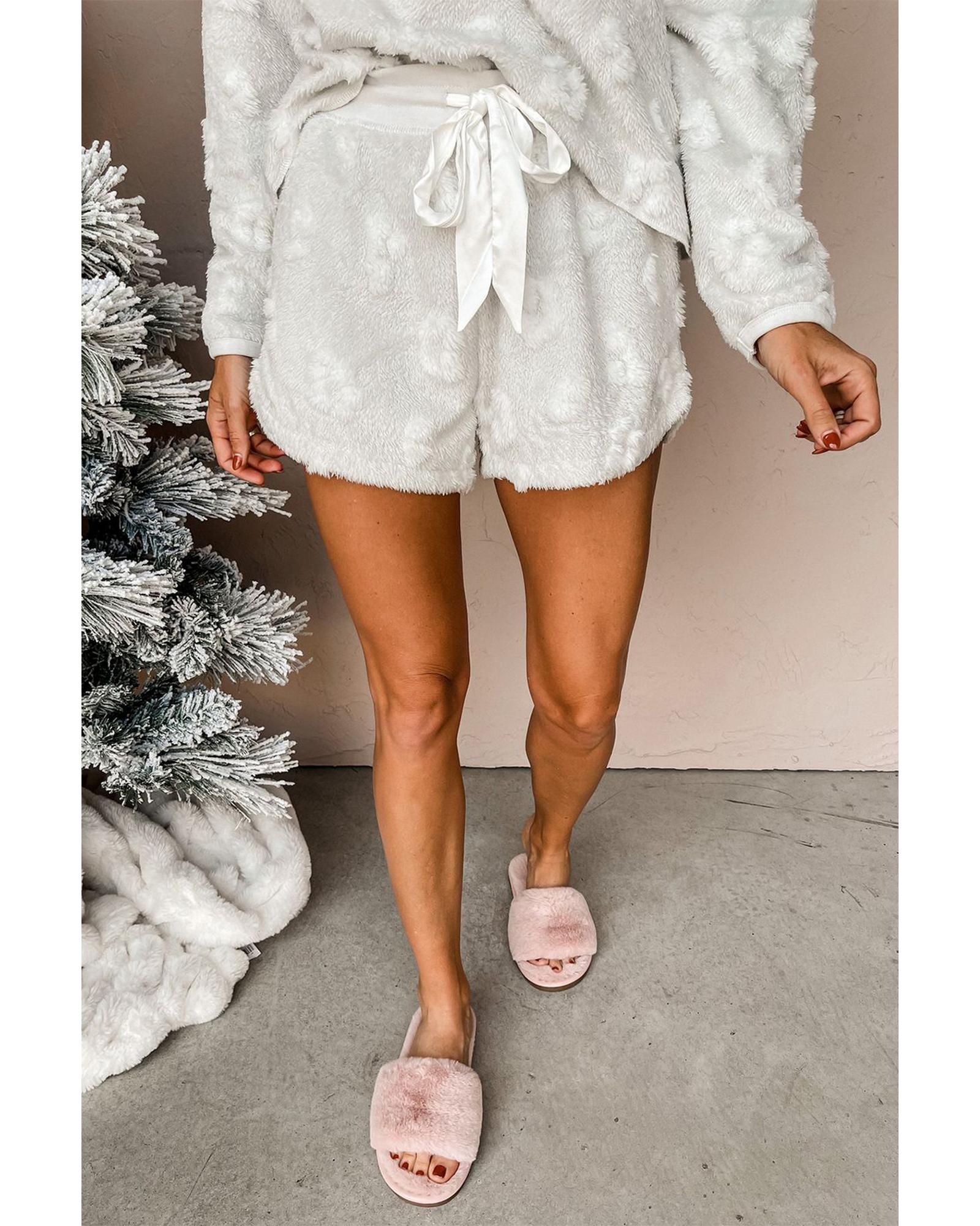 V539-AZEXDC151054-P1011-L-202508272340-00 Light Grey Textured Leopard Fleece Loose Two Piece Lounge Set - L - Image 1