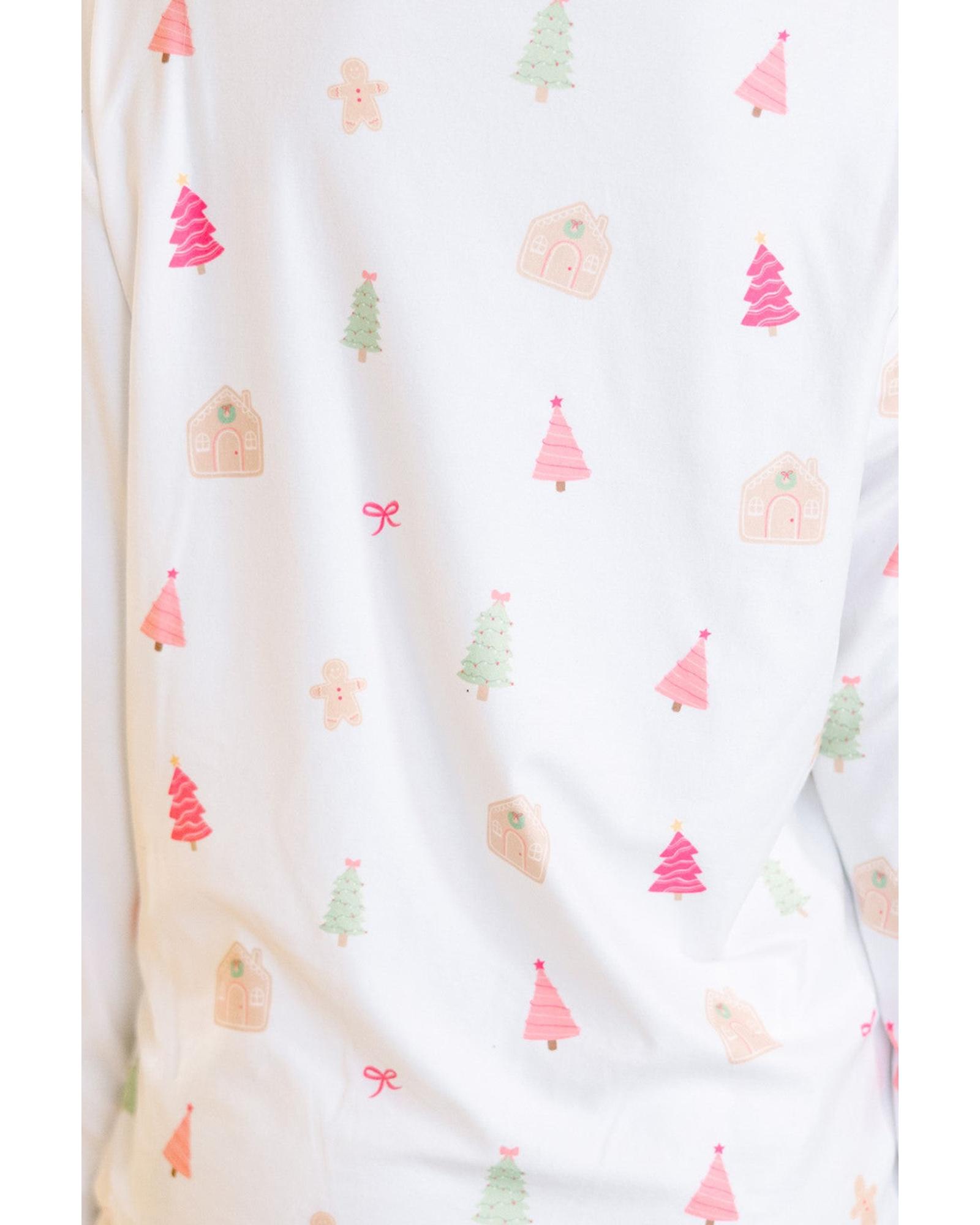 V539-AZEXDC151157-P120-S-202508271825-00 White Christmas Print Short Sleeve Shirt and Shorts Pajama Set - S - Image 1