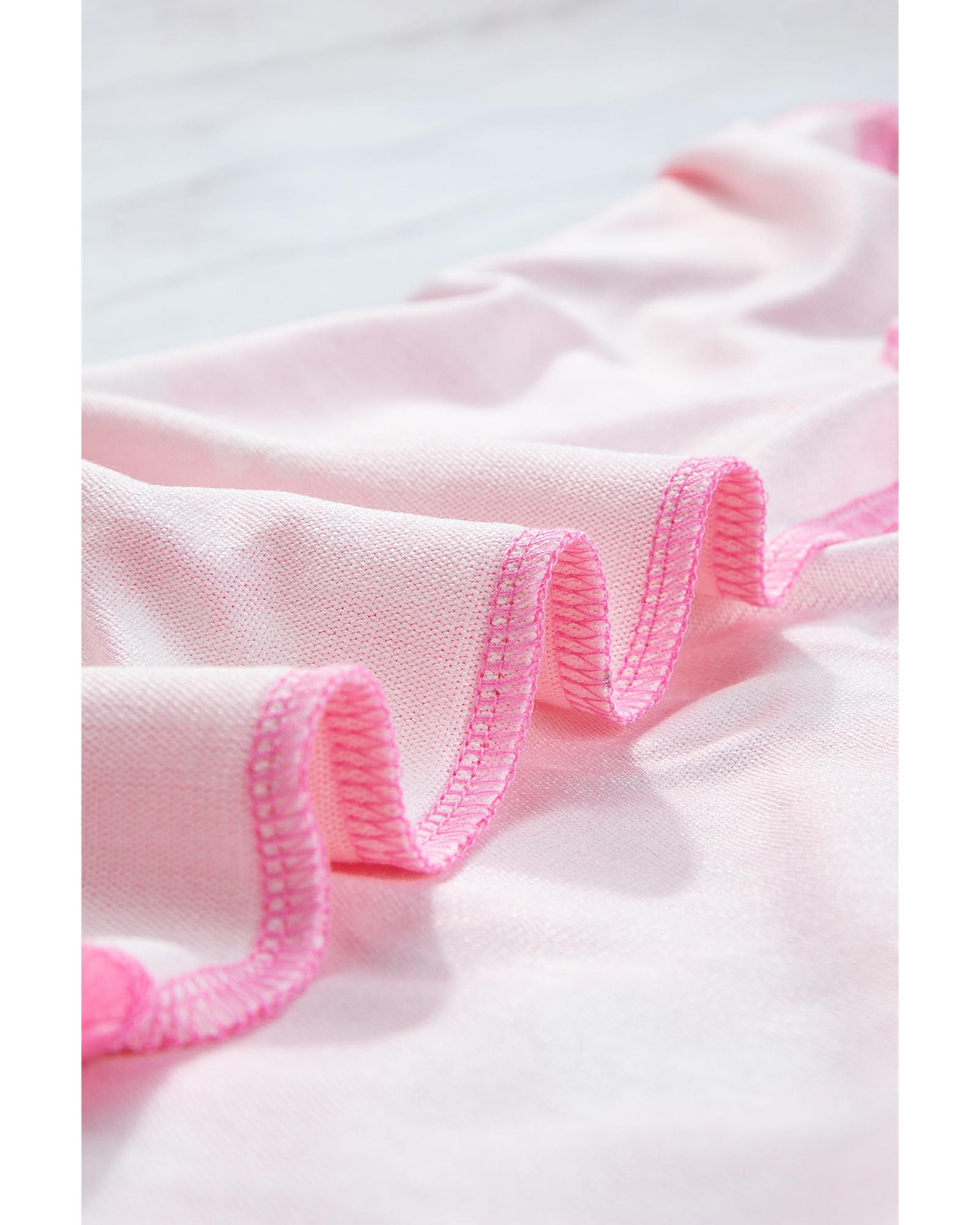 V539-AZEXDC15805-P1020-L-202508272010-00 Pink Valentine Heart Print Long Sleeve Tee and Shorts Lounge Set - L - Image 1