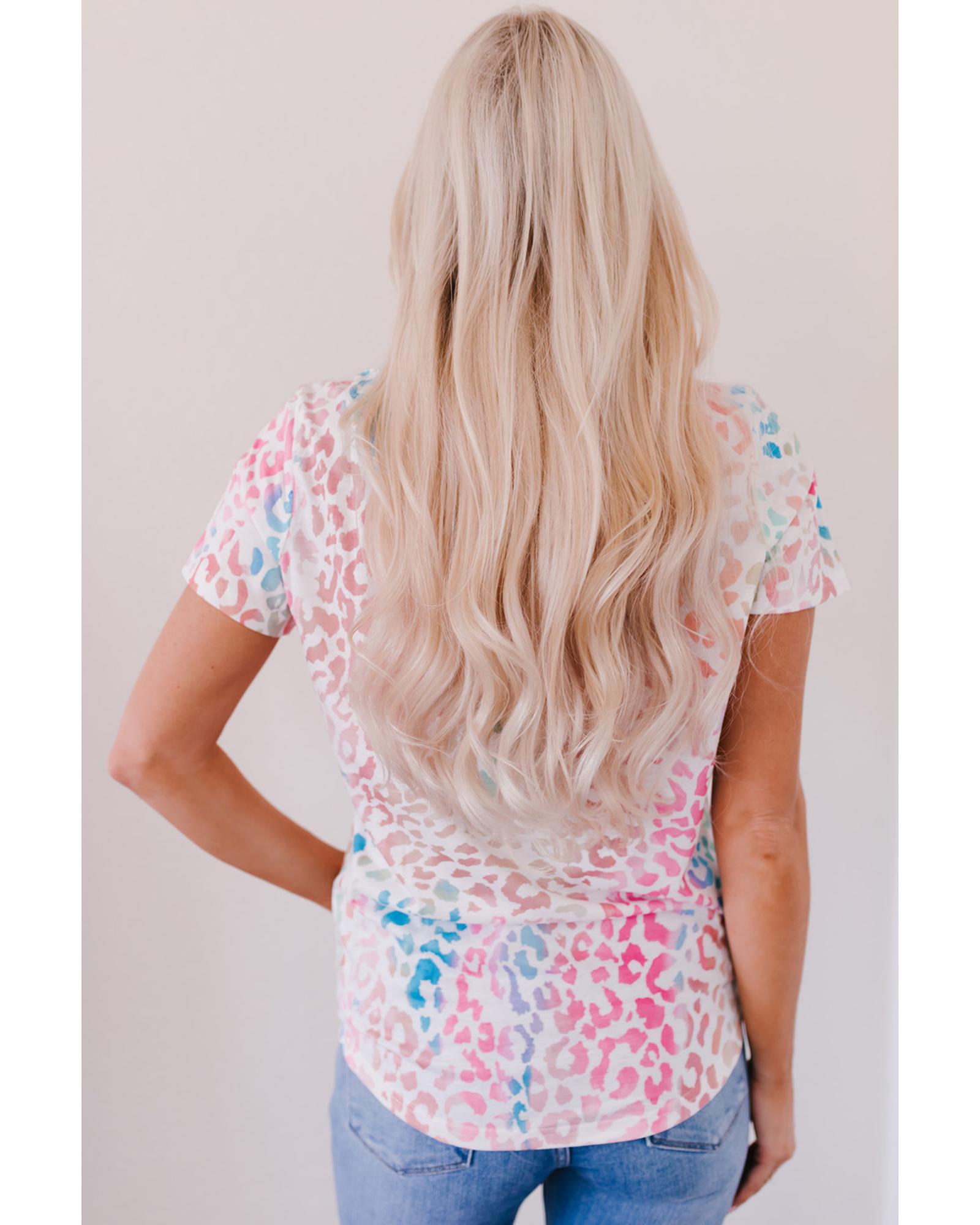 V539-AZEXDC25115040-20-2XL-202508290445-00 Azura Exchange Leopard V Neck Short Sleeve Top - 2XL - Image 1