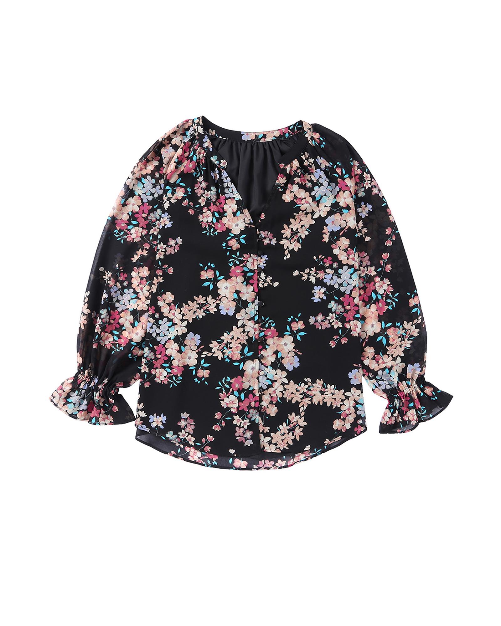 V539-AZEXDC25117325-2-L-202508261825-00 Azura Exchange Wildflower Print Chiffon Blouse - L - Image 1