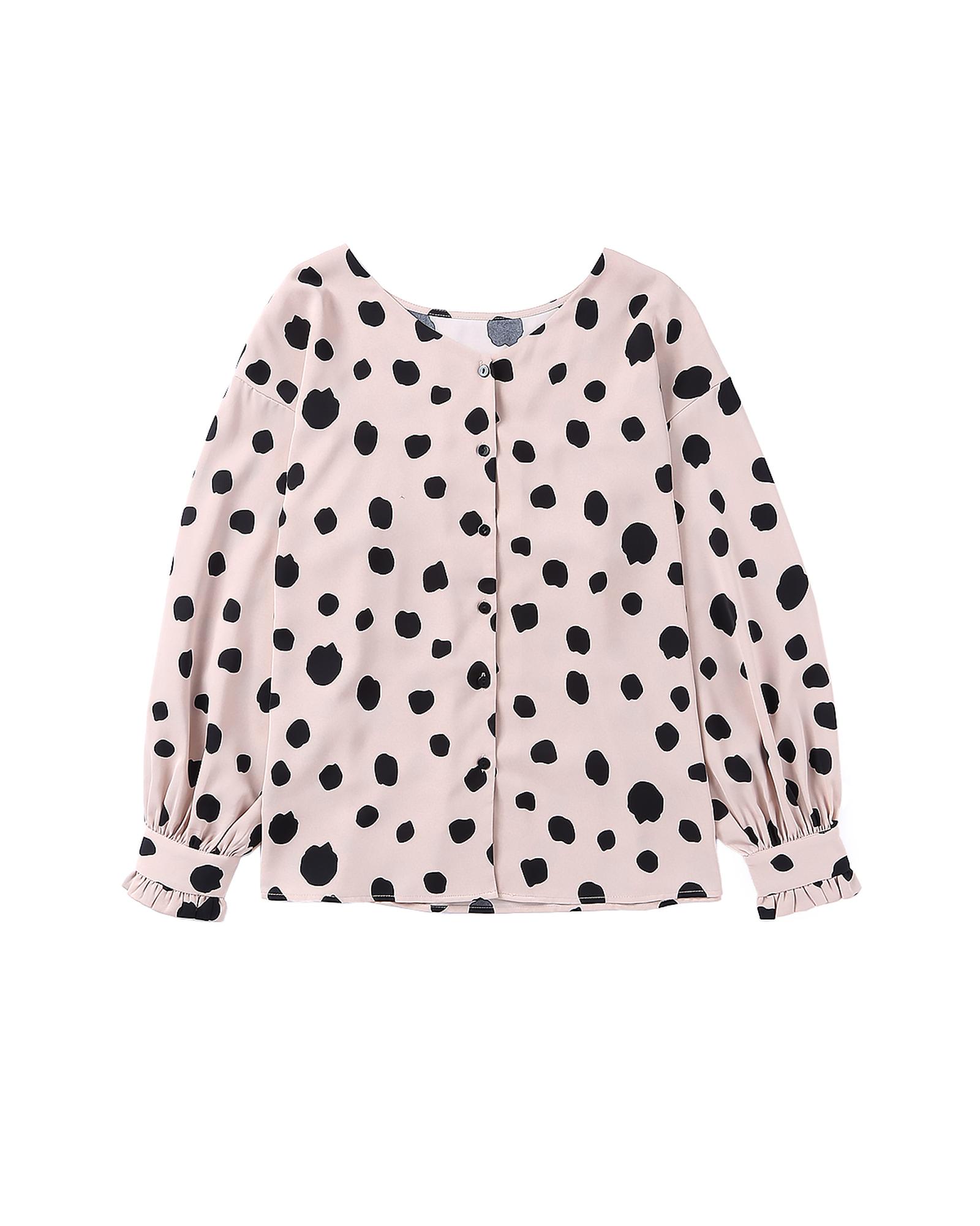 V539-AZEXDC25118217-10-XL-202508260335-00 Azura Exchange Oversize Puff Sleeve Blouse with Button Frill Cuffs - XL - Image 1